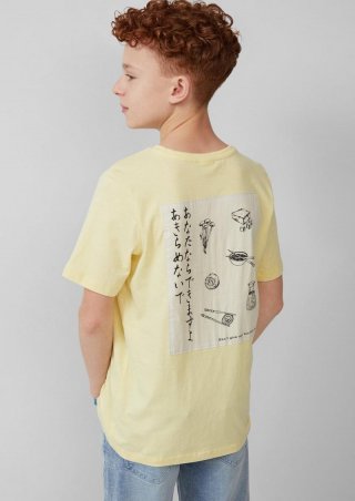 s.Oliver T-Shirt mit Stickerei und Rücken-Print - helles zitrone