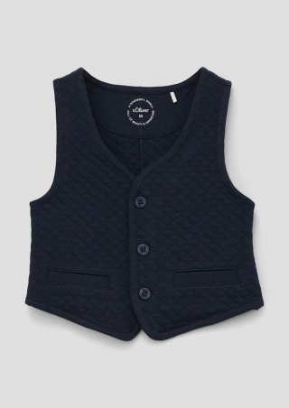 s.Oliver Jacquard-Weste aus Baumwollmix - navy