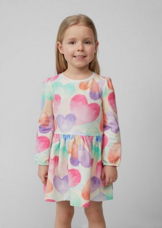 s.Oliver Ausgestelltes Kleid aus leichter Sweatware mit All-over-Print - wollweiß