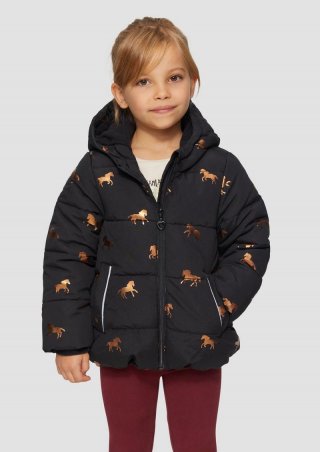 s.Oliver Steppjacke mit schimmerndem Print und Fleecefutter - schwarz