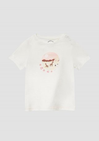 s.Oliver T-Shirt im A-Shape mit Glitzerprint - creme