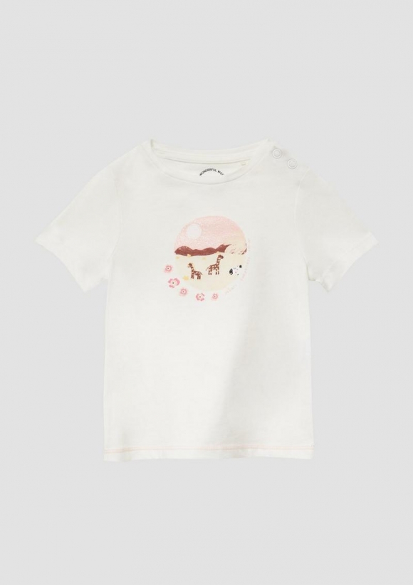 s.Oliver T-Shirt im A-Shape mit Glitzerprint - creme