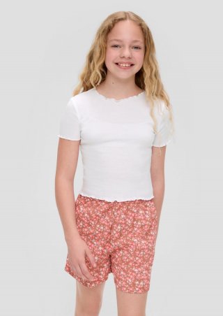 s.Oliver T-Shirt mit Rollsaum - weiß