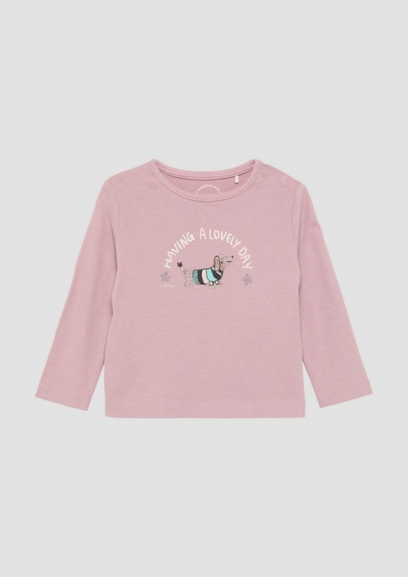 s.Oliver Langarmshirt mit Glitzerprint - zartrosa
