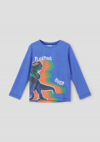 s.Oliver Langarmshirt mit umlaufendem Grafikprint - royalblau