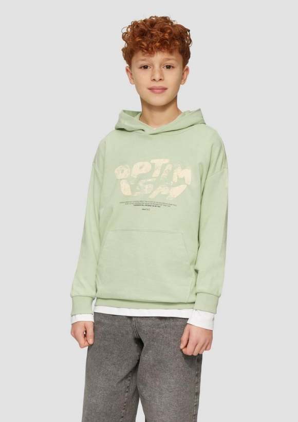 s.Oliver Oversized Hoodie mit Frontprint - salbeigrün
