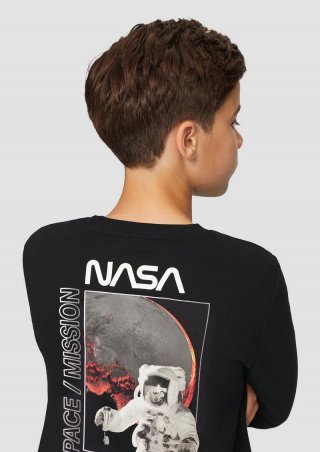 s.Oliver Wärmendes Sweatshirt mit Rippbündchen und NASA®-Print - schwarz
