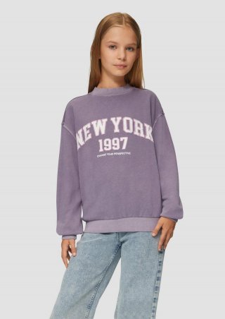 s.Oliver Oversized-Sweatshirt mit Waschung und Frontprint - flieder