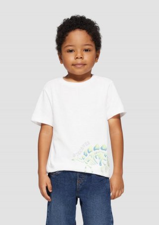 s.Oliver Weiches Baumwoll-T-Shirt mit Silicon-Print - weiß