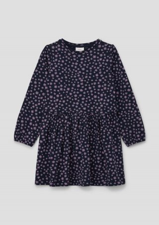s.Oliver Kurzes Jerseykleid mit All-over-Print - navy