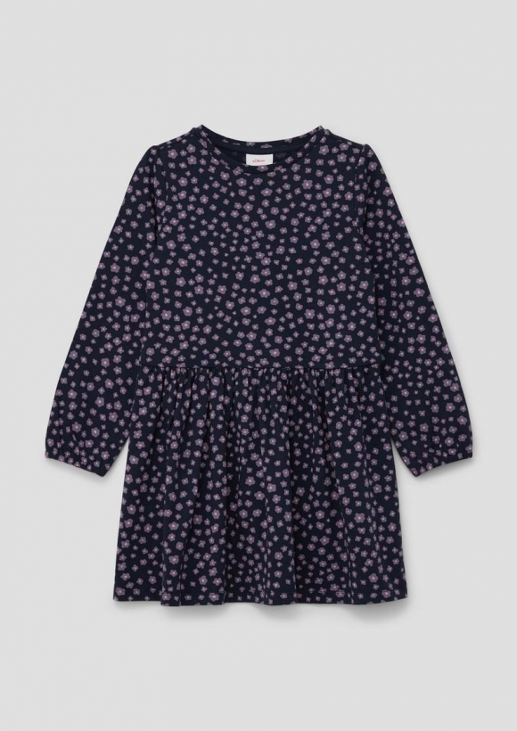 s.Oliver Kurzes Jerseykleid mit All-over-Print - navy