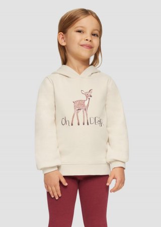 s.Oliver Wärmendes Kapuzen-Sweatshirt mit Glitzerprint - helles sand