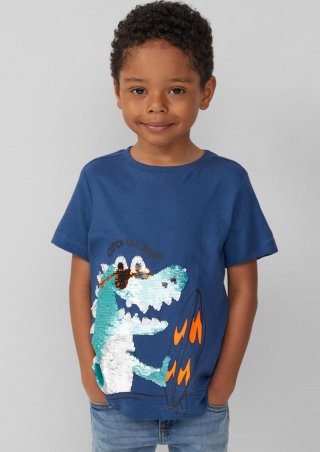 s.Oliver Jersey-T-Shirt mit Wendepailletten - dunkelblau
