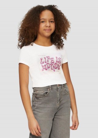 s.Oliver Jersey-T-Shirt mit Silicon-Print - weiß