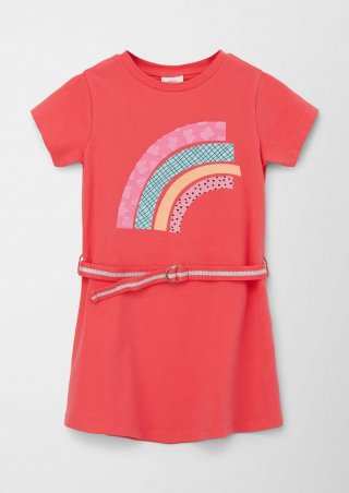 s.Oliver Kleid mit Glitzer-Gürtel - korallrot