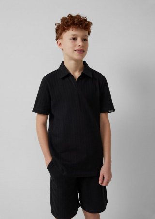 s.Oliver Poloshirt mit Strukturmuster - schwarz