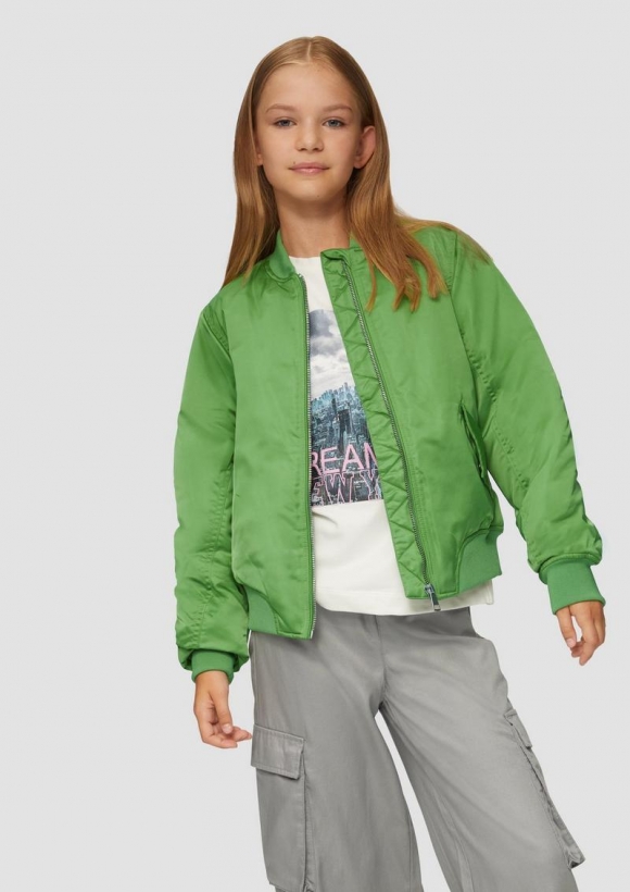 s.Oliver Leicht wattierter Blouson mit rückseitigen Raffungs-Details - bambusgrün