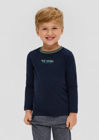 s.Oliver Longsleeve mit Schrift-Print - navy