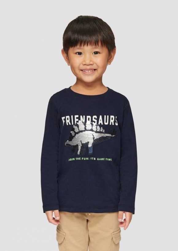 s.Oliver Langarmshirt mit Wendepailletten - navy