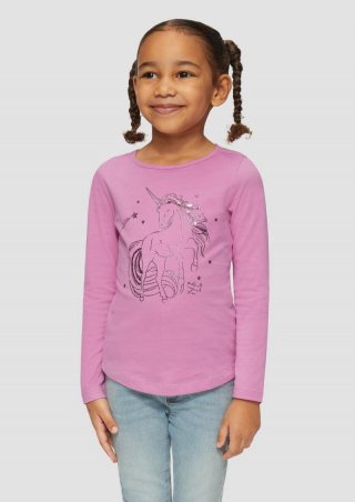 s.Oliver Longsleeve mit Glitter-Print und Pailletten - pink