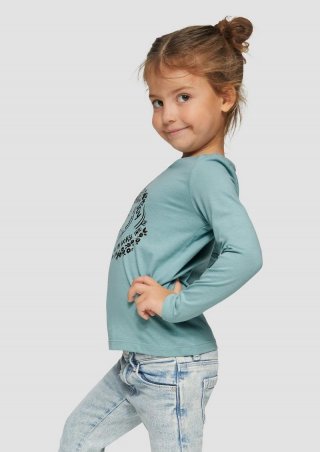 s.Oliver Langarmshirt mit Glitzer-Print - helles türkis