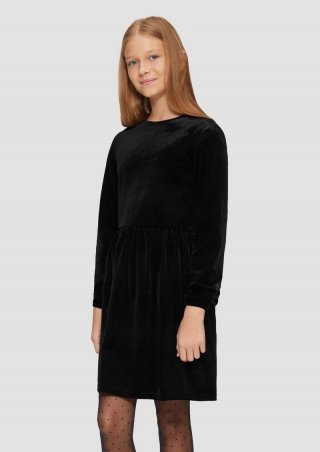 s.Oliver Kurzes Kleid aus Glitter-Samt - schwarz