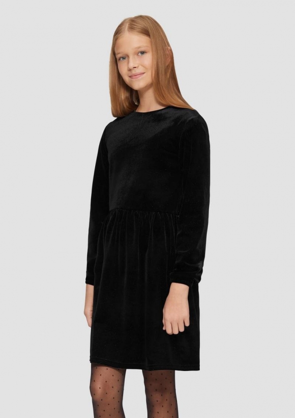 s.Oliver Kurzes Kleid aus Glitter-Samt - schwarz