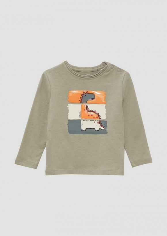 s.Oliver Longsleeve mit gummiertem Print - tannengrün