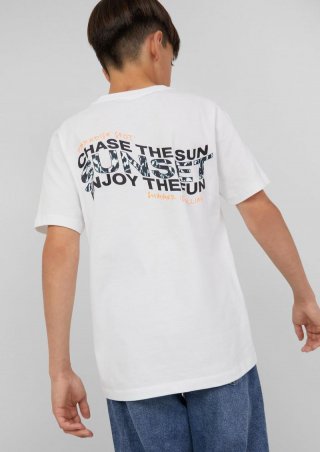 s.Oliver Baumwoll-T-Shirt mit Front- und Rückenprint - weiß