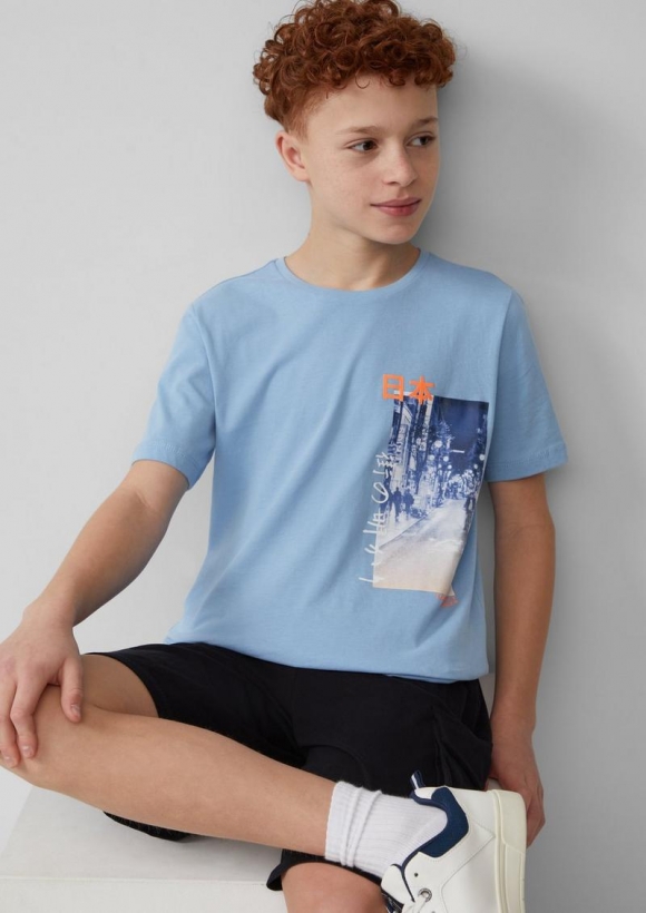 s.Oliver T-Shirt aus Jersey mit Frontprint - himmelblau