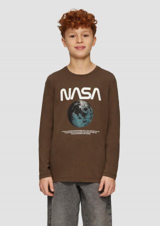 s.Oliver Langarmshirt mit NASA®-Print - mokka