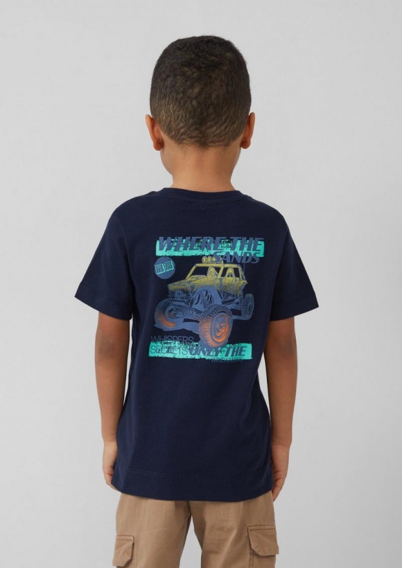 s.Oliver Jerseyshirt aus Baumwolle mit Front- und Rückenprint - navy
