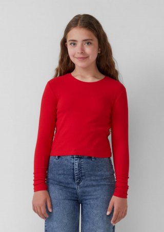 s.Oliver Kurzes Langarmshirt aus Rippware - rot