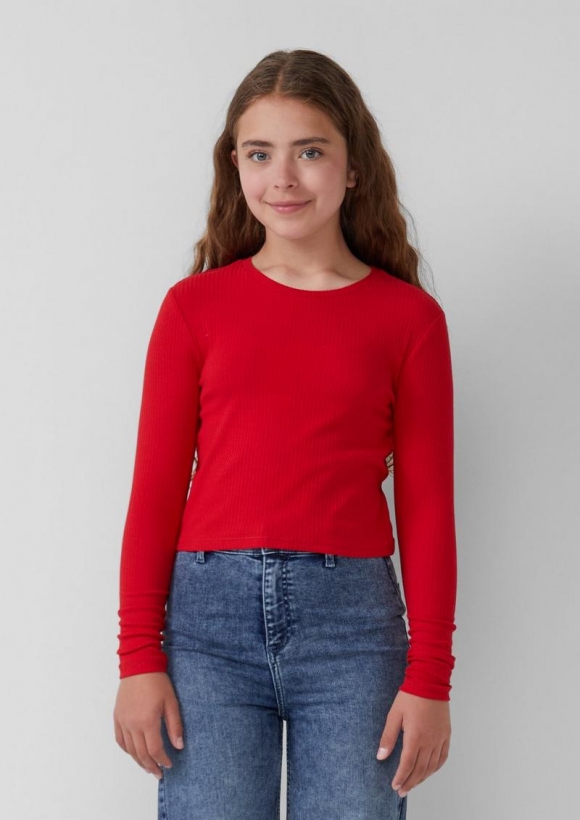s.Oliver Kurzes Langarmshirt aus Rippware - rot