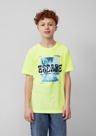 s.Oliver Baumwoll-T-Shirt mit 3D-Druck - neon