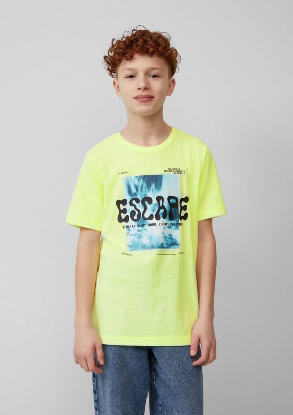s.Oliver Baumwoll-T-Shirt mit 3D-Druck - neon