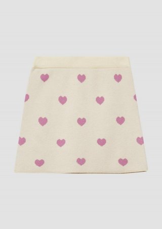 s.Oliver Kurzer Strickrock mit Herz-Muster - helles beige