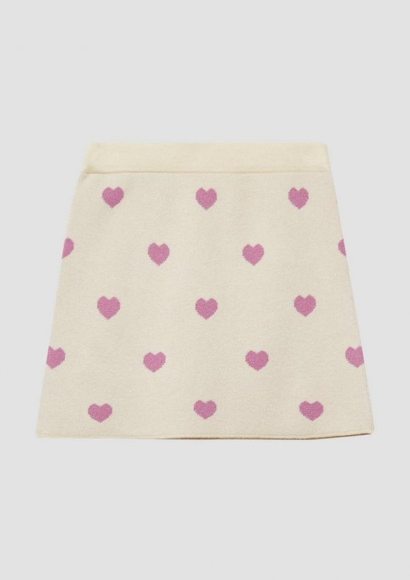 s.Oliver Kurzer Strickrock mit Herz-Muster - helles beige