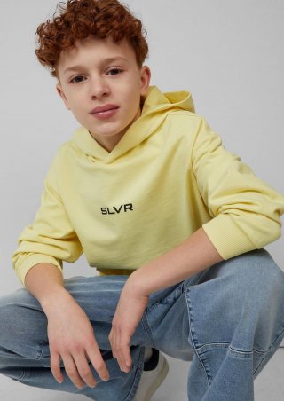 s.Oliver Oversize-Hoodie mit Front- und Rückenprint - helles zitrone