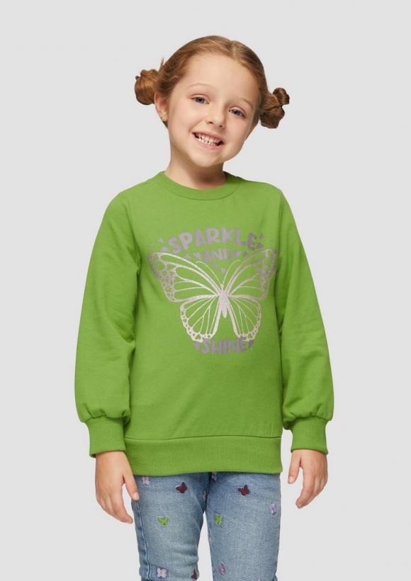 s.Oliver Sweatshirt mit Glitzerprint - bambusgrün