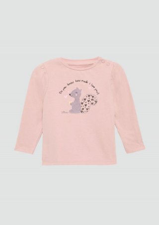 s.Oliver Langarmshirt mit Glitzer-Print - zartrosa