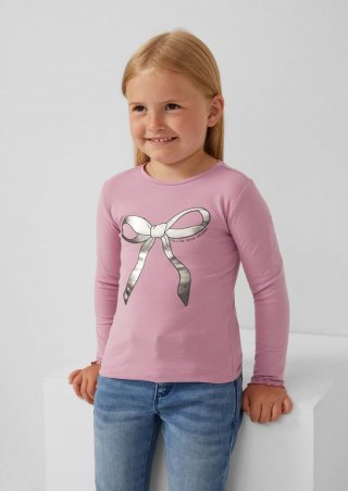 s.Oliver Jerseyshirt im Slim Fit mit Folienprint und Rollkante - pink