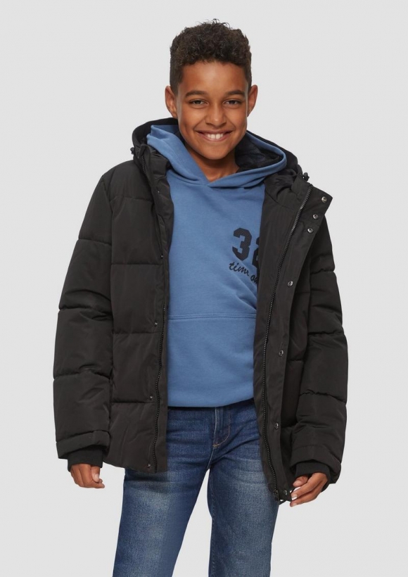 s.Oliver Gesteppte Jacke mit Fleecefutter und verstellbarem Saum - schwarz