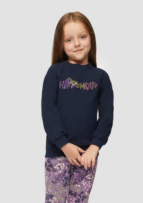 s.Oliver Sweatshirt mit Schmucksteinen - navy