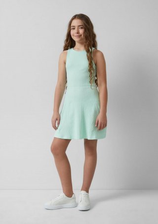 s.Oliver Kurzes Kleid aus Rippware mit Cut-out - ozeangrün