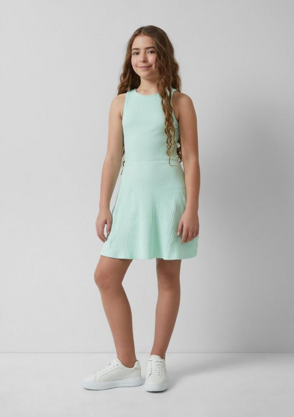 s.Oliver Kurzes Kleid aus Rippware mit Cut-out - ozeangrün