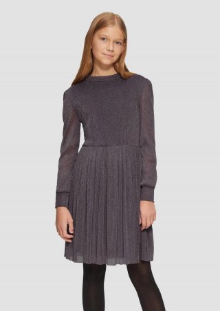 s.Oliver Mesh-Kleid mit Glitzergarn - flieder