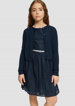 s.Oliver Festliches Spitzenkleid mit Glitzergürtel - navy