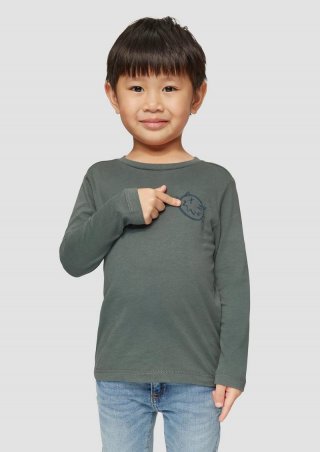 s.Oliver Langarmshirt mit großem Rückenprint - schiefergrau