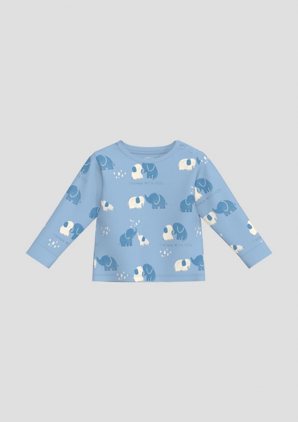 s.Oliver Longsleeve aus Baumwolle mit All-over-Print - blassblau